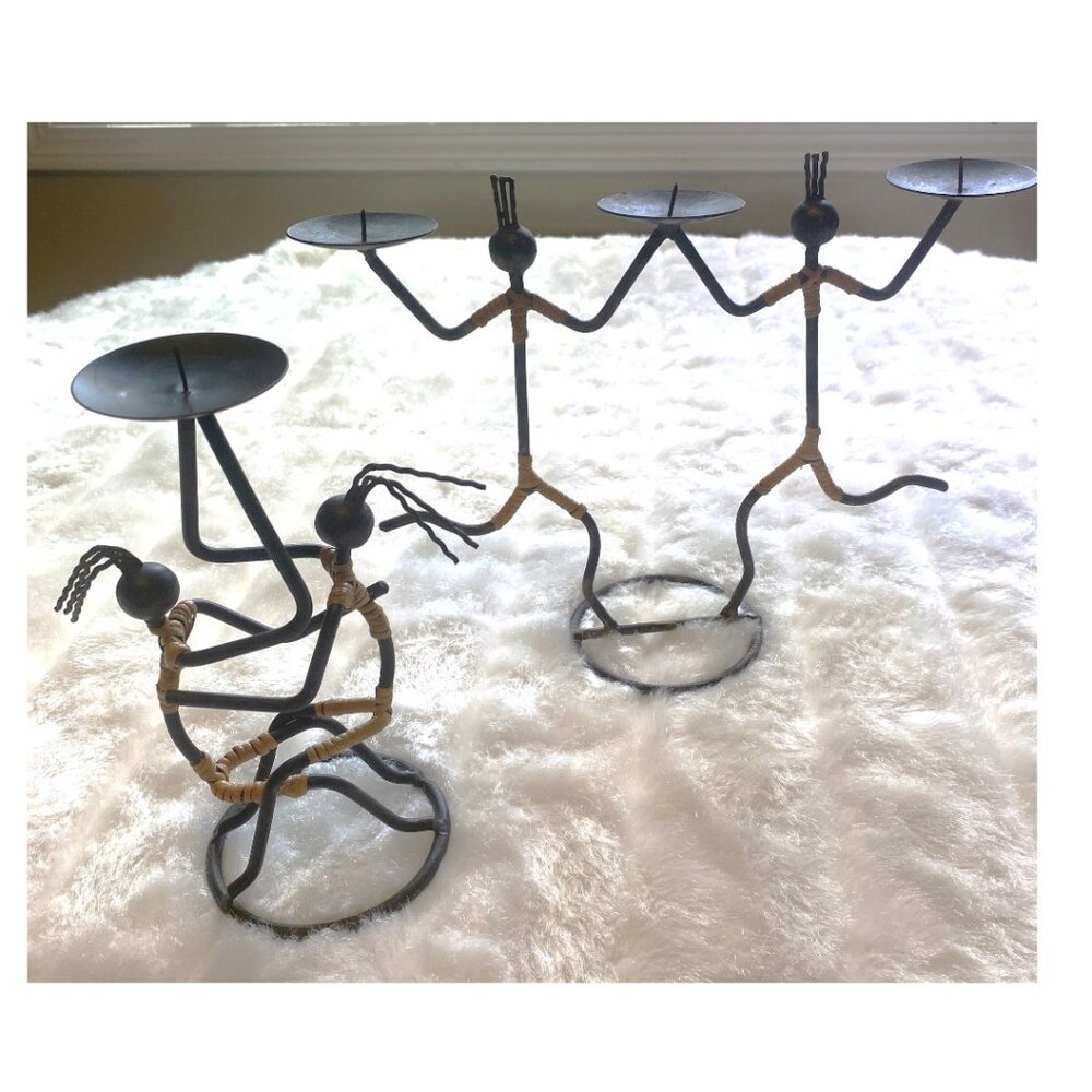 Iron Sculpture Candle Set Dancing Couple